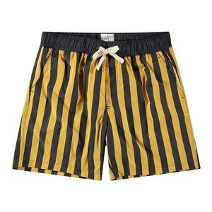 NWT Body Glove Vintage Retro Galapagos Swim Shorts in Umbrella Yellow Stripe XL